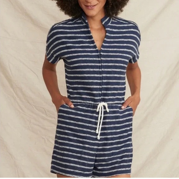 Marine Layer Terrycloth Navy / White Striped Romper! - Picture 3 of 10